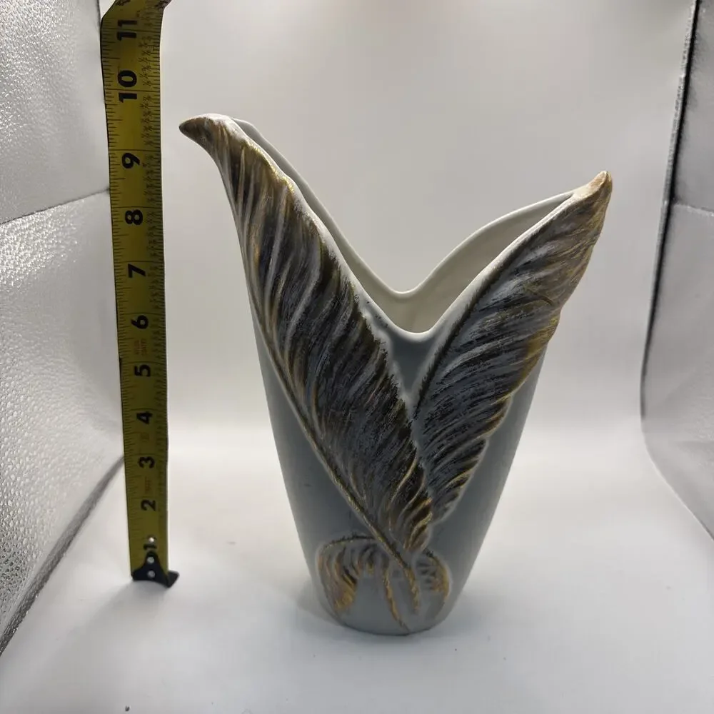 Royal Haeger Golden Feather Vase Art Pottery 443-H Made in USA - VINTAGE *